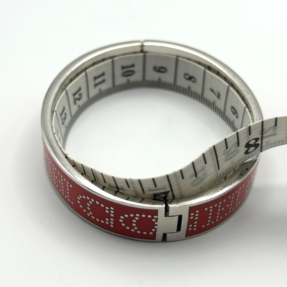 Vintage Coach Red Enamel Logo Bangle Bracelet – Hinged with Safety Chain 7” - Picture 10 of 13